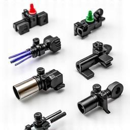 Assortment of bow sights for different archery disciplines